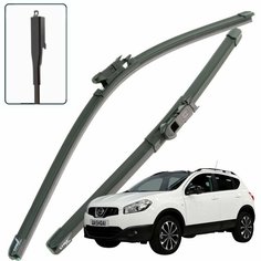 Дворники Nissan Qashqai (1) J10 / Ниссан Кашкай Джей10 рест. 2010 / 2011 / 2012 / 2013 Щетки стеклоочистителя бескаркасные автомобильные LYNXauto 600мм-380мм к-т 2шт.