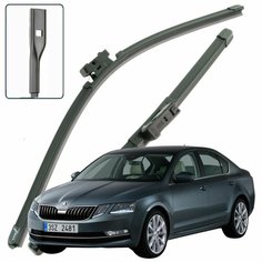Дворники Skoda Octavia (3) A7 / Шкода Октавия А7 лифтбек рест. 2016 / 2017 / 2018 / 2019 / 2020 Щетки стеклоочистителя бескаркасные автомобильные LYNXauto 600мм-480мм к-т 2шт.