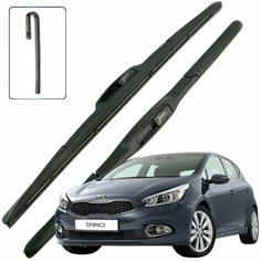 Дворники Kia Ceed (2) JD / Киа Сид хэтчбек 2012 / 2013 / 2014 / 2015 / 2016 Щетки стеклоочистителя гибридные ОЕМ для автомобиля LYNXauto к-т 2шт, 650мм-350мм