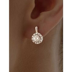 Серьги Ювелир Карат, серебро, 925 проба, родирование, фианит, длина 1.4 см, , серебряный