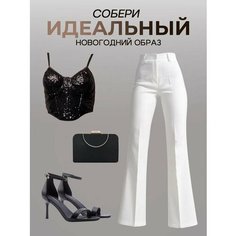 Брюки клеш белая классика, размер 52, белый Luxe Chic