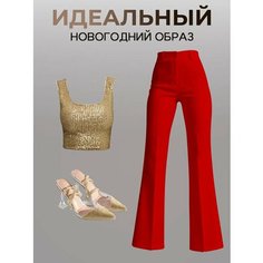 Брюки клеш Красные, LuxeChic, размер 40, красный