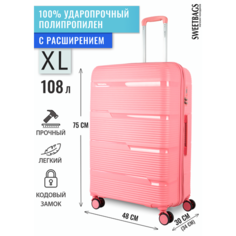 Чемодан Sweetbags, 108 л, размер XL, розовый