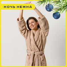 Халат Ночь Нежна Новый Год, размер 50-52, бежевый