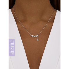 Колье MIESTILO, серебро, 925 проба, родирование, фианит, длина 45 см., серебристый