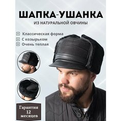 Шапка ушанка Ярмарка шапок для мужчин, размер 56, черный