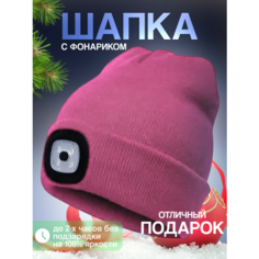 Шапка бини Шапка с фонариком для взрослых и детей, размер универсальный, розовая карамель Liku