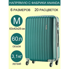 Чемодан ANANDA, 60 л, размер M, темно-зеленый