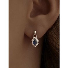 Серьги Ювелир Карат, серебро, 925 проба, родирование, фианит, сапфир синтетический, , серебристый