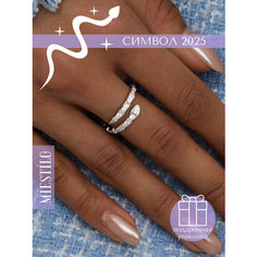 Кольцо разъемное MIESTILO, серебро, 925 проба, родирование, фианит, размер регулируется, серебристый