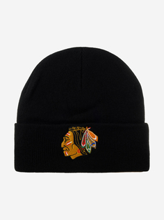 Шапка с отворотом MITCHELL NESS EU175-TEAMTALK-BLK Chicago Blackhawks NHL (черный), Черный Mitchell&Ness