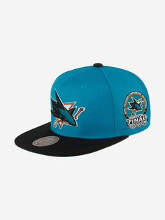 Бейсболка с прямым козырьком MITCHELL NESS 6HSSLR22462-SJSTLBK San Jose Sharks NHL (голубой), Голубой Mitchell&Ness