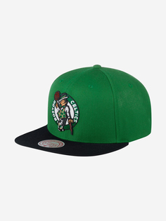 Бейсболка с прямым козырьком MITCHELL NESS HHSS3264-BCEYYPPPGNBK Boston Celtics NBA (зеленый), Зеленый Mitchell&Ness