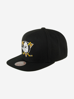 Бейсболка с прямым козырьком MITCHELL NESS HHSS6743-ADUYYPPPBLCK Anaheim Ducks NHL (черный), Черный Mitchell&Ness
