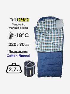 Спальный мешок-одеяло с капюшоном TauMANN Tundra #L (молния слева) 90 х 220 см, Серый