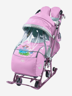 Санки-коляска комбинированная Nika"Наши детки 5-2" НДТ5-2 лилия, Розовый