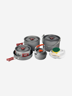 Набор посуды, 3 кастрюли, 1 сковородка, 1 чайник, (6-7 персон) BRS 157 (KG207), Серый