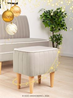 Пуф MONOFIX АММА из микровелюра, бежевый
