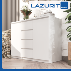 Комод тумба Lazurit Sven 4 ящика 2 двери 121х51х92 белый Лазурит