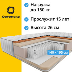 Ортопедический матрас Premium Hard 24 S1000 140х195 (1400х1950) для кровати, двуспальный Ортомакс