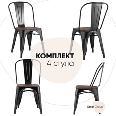 Стул для кухни обеденный Stool Group TOLIX WOOD черный глянцевый комплект 4 стула
