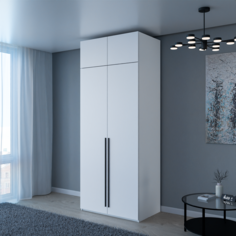 Шкаф распашной QualisMebel Пакс 1000х650х2700, Белый/Черный