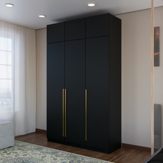 Шкаф распашной QualisMebel Пакс Форсанд 3, 1300х650х2300, Черный