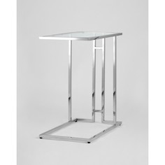 Журнальный столик 50*32 БОСТОН прозрачное стекло сталь серебро Stool Group