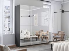 Шкаф-купеЕ1 Прайм Зеркало/доводчики 180х57х230, Серый диамант