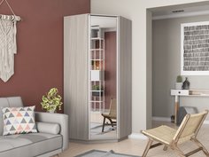 Шкаф-купе Е1 Угловой Экспресс 90х90х220, Ясень Шимо светлый