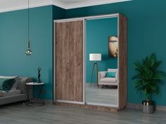 Шкаф-купеЕ1 Экспресс ДСП/Зеркало 180х60х240, Крафт табачный