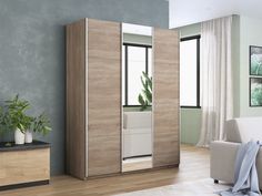 Шкаф-купе Прайм Зеркало/ДСП/Зеркало, 180х57х230 Е1 1PDZD_180_S