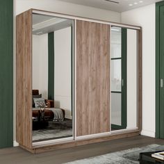 Шкаф-купеЕ1 Экспресс Зеркало/ДСП/Зеркало 210х60х220, Крафт табачный