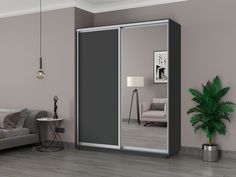 Шкаф-купеЕ1 Экспресс ДСП/Зеркало 180х45х220, Дуб молочный