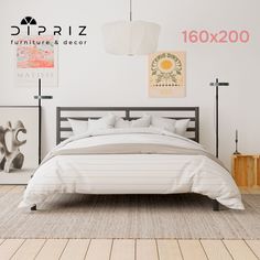 Кровать двуспальная Dipriz Тарва с настилом 207х167х92 серый