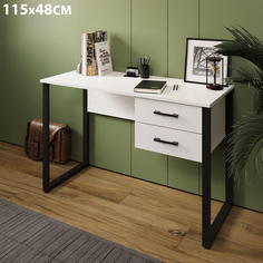 Стол с ящиками Лофт 115х48, металлические ножки, белый No Brand