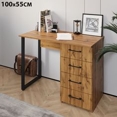 Стол письменный Лофт, 4 ящика, 100х55, дуб вотан No Brand
