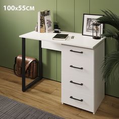 Стол письменный Лофт, 4 ящика, 100х55, белый No Brand