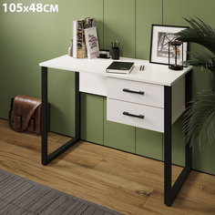 Стол с ящиками Лофт 105х48, металлические ножки, белый No Brand