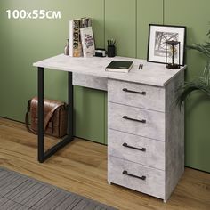 Стол письменный Лофт, 4 ящика, 100х55, цемент светлый No Brand