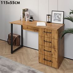 Стол письменный Лофт, 4 ящика, 115х55, дуб вотан No Brand