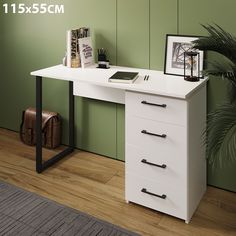 Стол письменный Лофт, 4 ящика, 115х55, белый No Brand