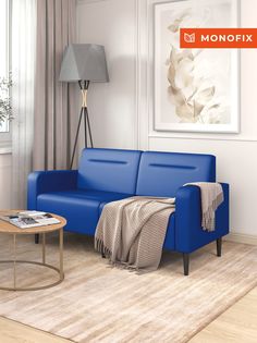 Диван MONOFIX ФОКСЕТ 162 см из экокожи, синий