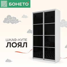 Шкаф-купе Бонето Лоял 2-х дверный Черные стекла 120х60х220 Белый