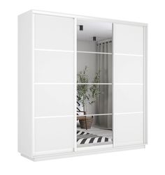 Шкаф-купе Бонето Лоял 3-х дверный ДСП/Зеркало/ДСП 210х60х220 Белый