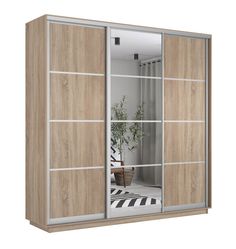 Шкаф-купе Бонето Лоял 3-х дверный ДСП/Зеркало/ДСП 210х60х220 Сонома