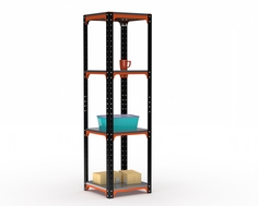 Стеллаж Metalex Kit Comfort 1800х500х500 4 полки, оранжево-чёрный