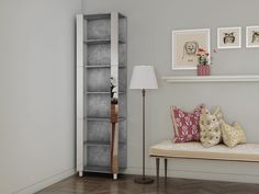 Стеллаж Бонето Универсальный Зеркало 35х60х220 Бетон