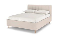 Кровать двуспальная Rooney с ПМ, 160х200, Велюр Teddy 004 Молочный Armos