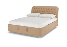 Кровать двуспальная Ellen 3, 160х200, Велюр Enigma 04 Бежевый Armos